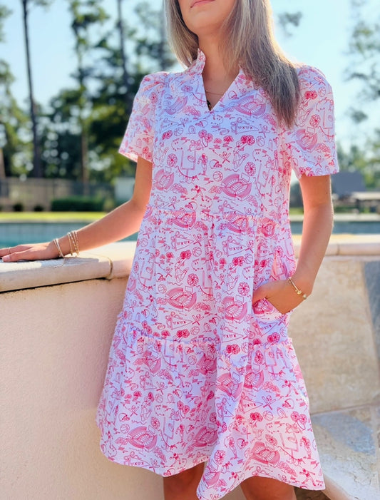 MS/ The Ivy Dress/ Mini Team Toile Red