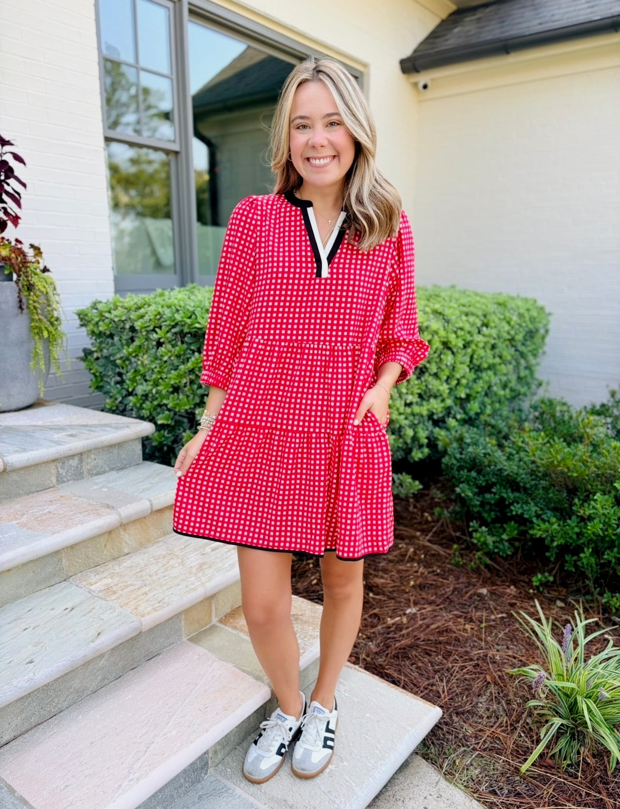 MS/ The Cooper Dress/ Gingham Red + Black