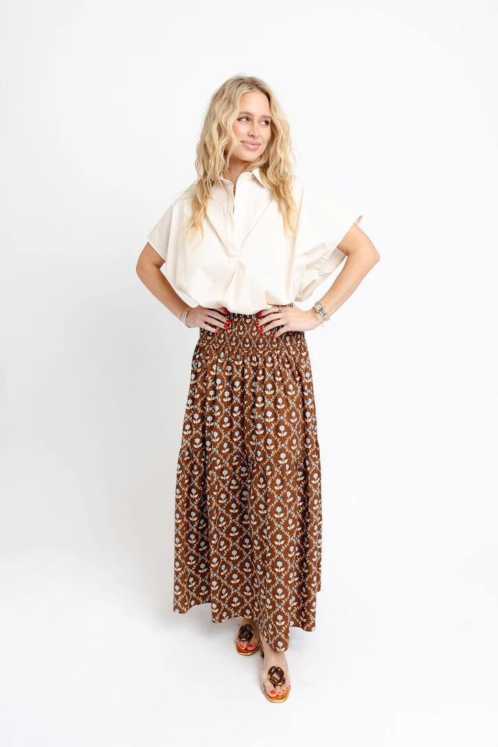 Karlie/ The Floral Smocked Skirt