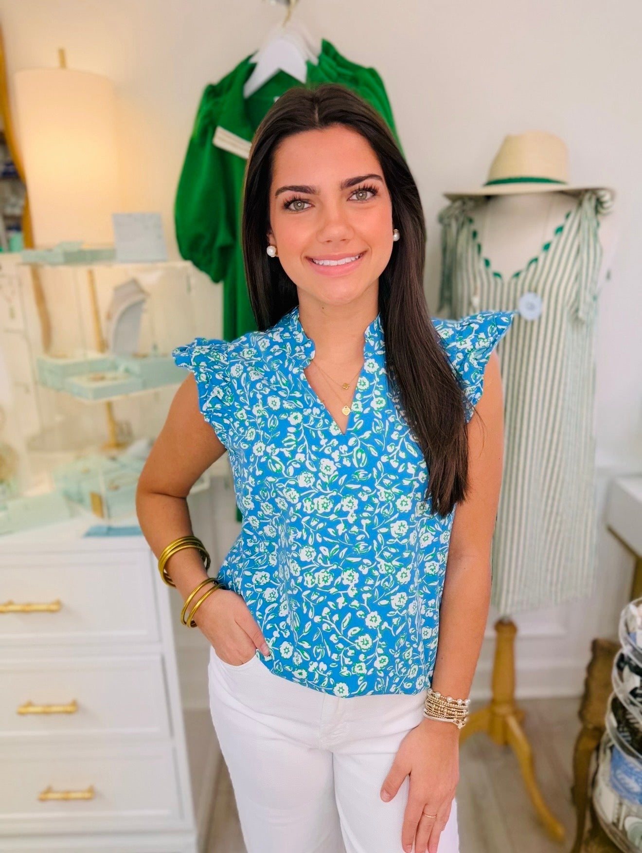MS/ The Leigh Top/ Meadow Line Blue