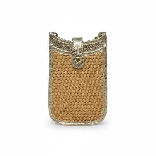 The Sola Straw Crossbody/ Gold