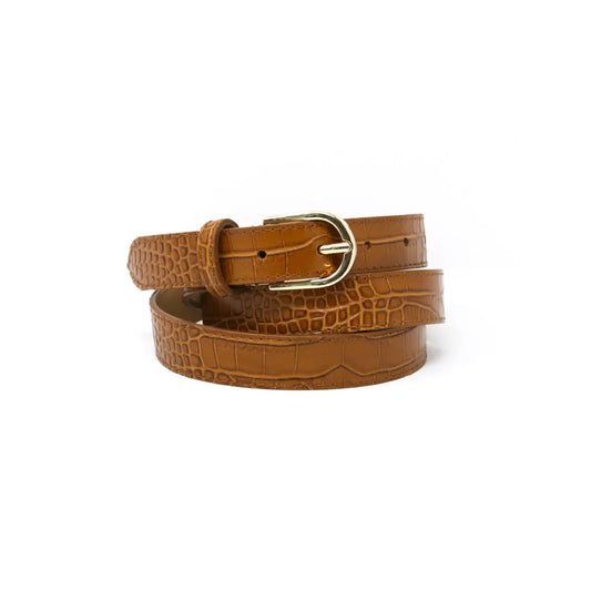 The Colo Croc Leather Belt/ Camel