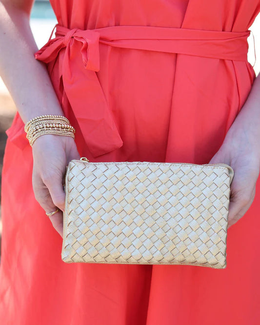 The Liz Crossbody Bag/ Woven Gold