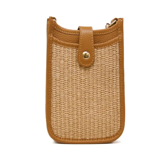 The Sola Straw Crossbody/ Camel