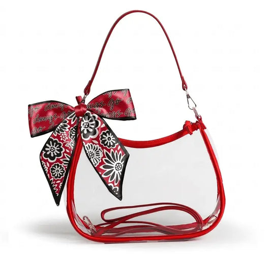 The Sara Large Clear Purse w/ Scarf-Georgia Bulldogs