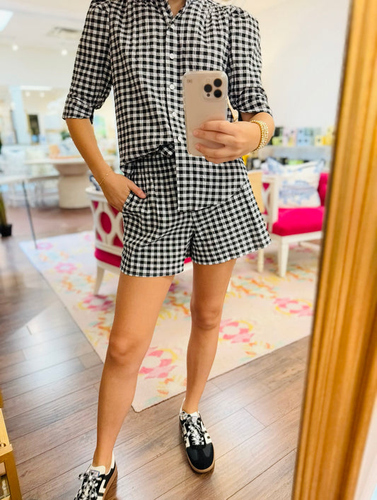 The Jodie Woven Shorts/ Black Gingham