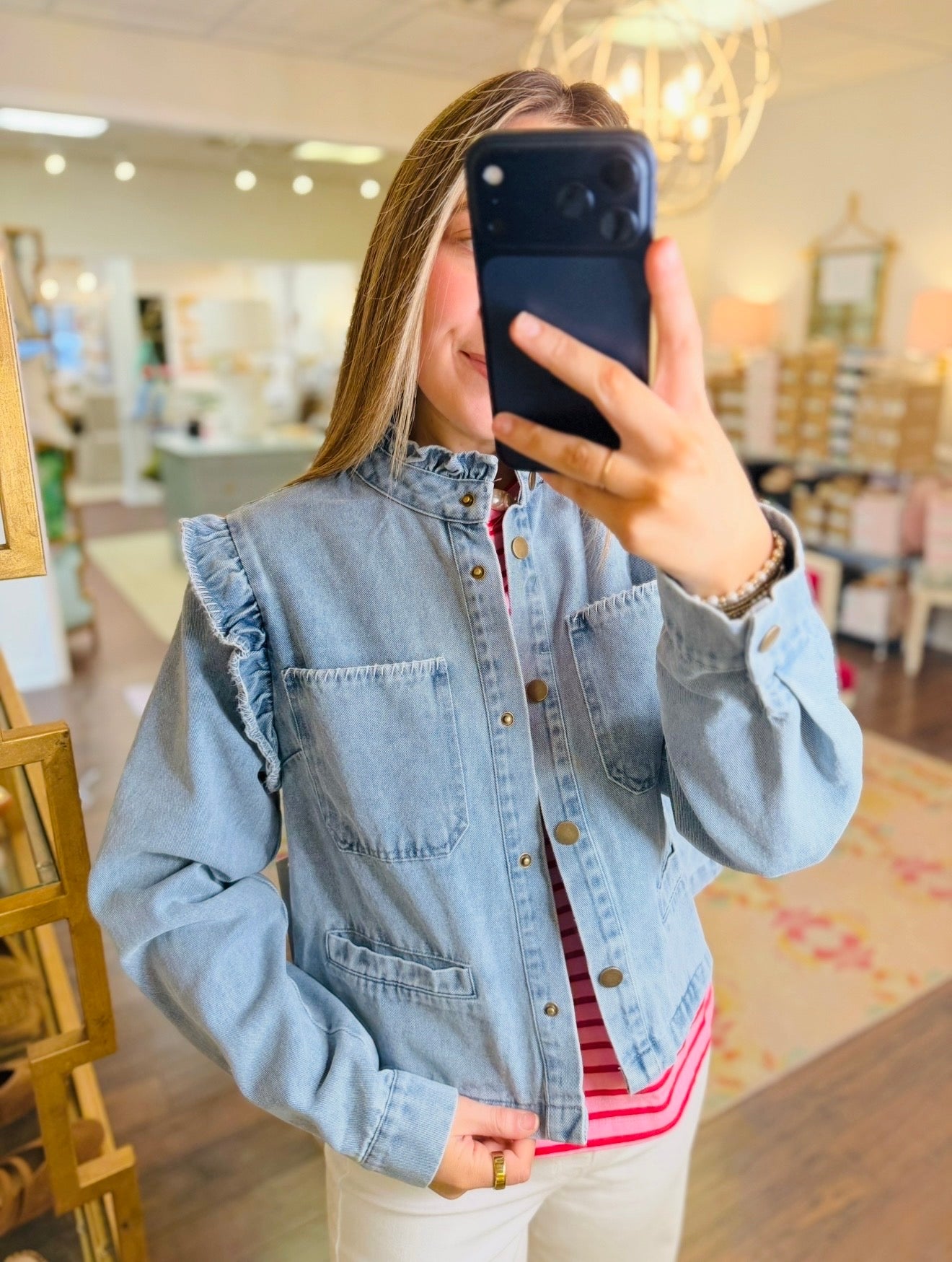 The Folly Frill Denim Jacket