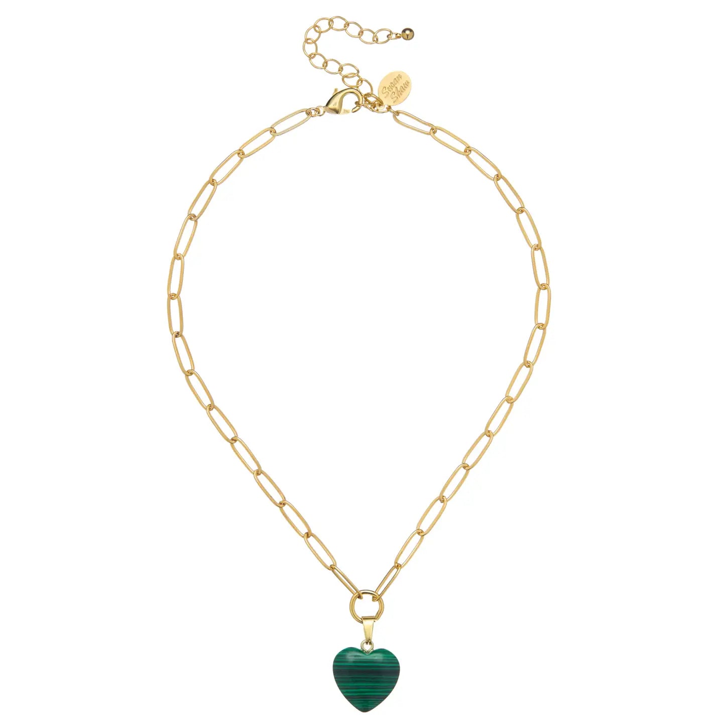 Susan Shaw/ Audrey Heart Necklace/ Malachite