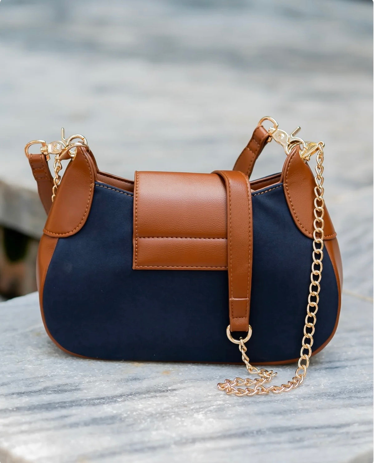 The Leighton Crossbody/ Navy Suede