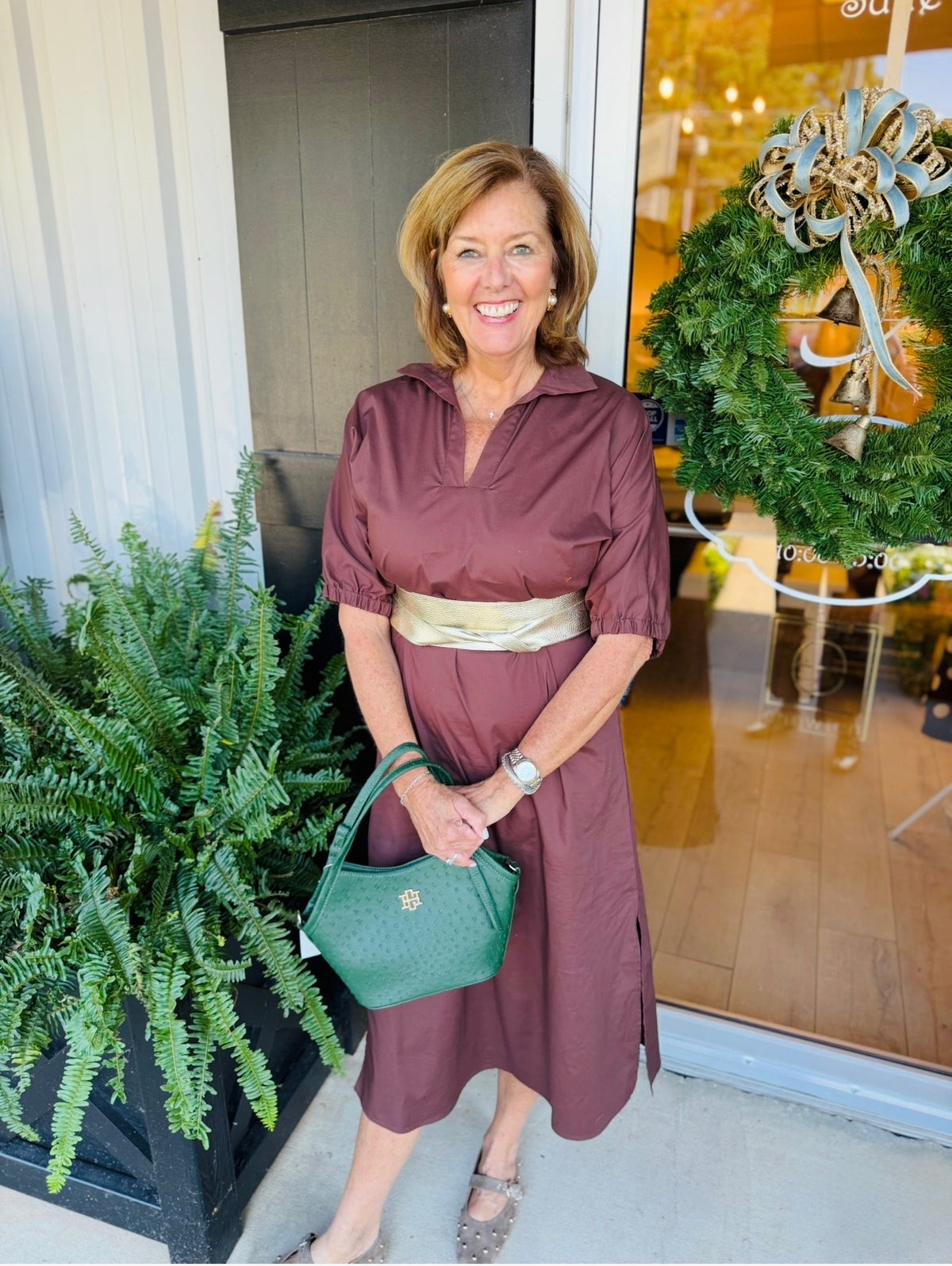 The Blakely Midi Dress/ Espresso