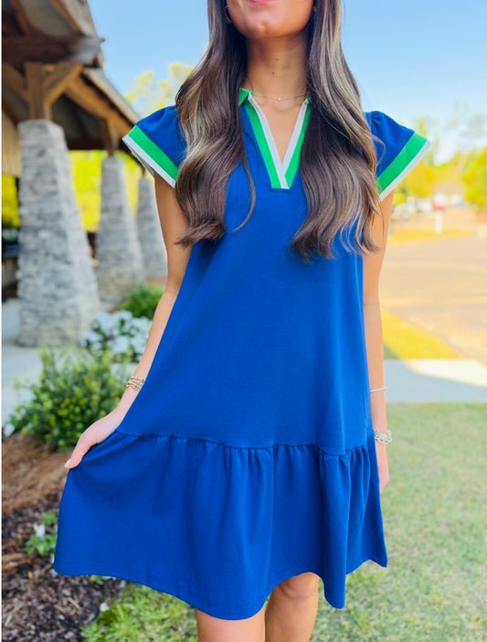 MS/ The Carissa Dress/ Navy + Green