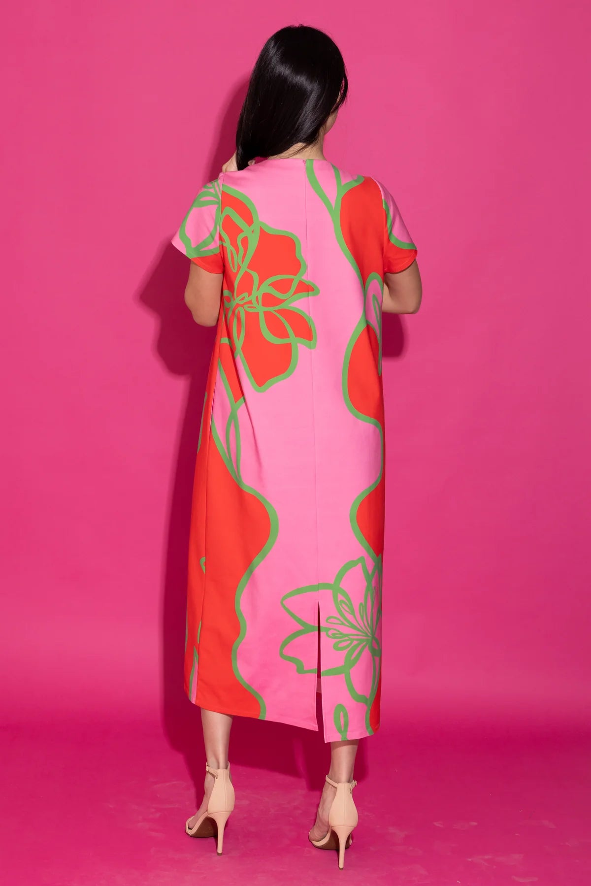 Alden Adair/ The Elliot Dress/ Fuschia Outline