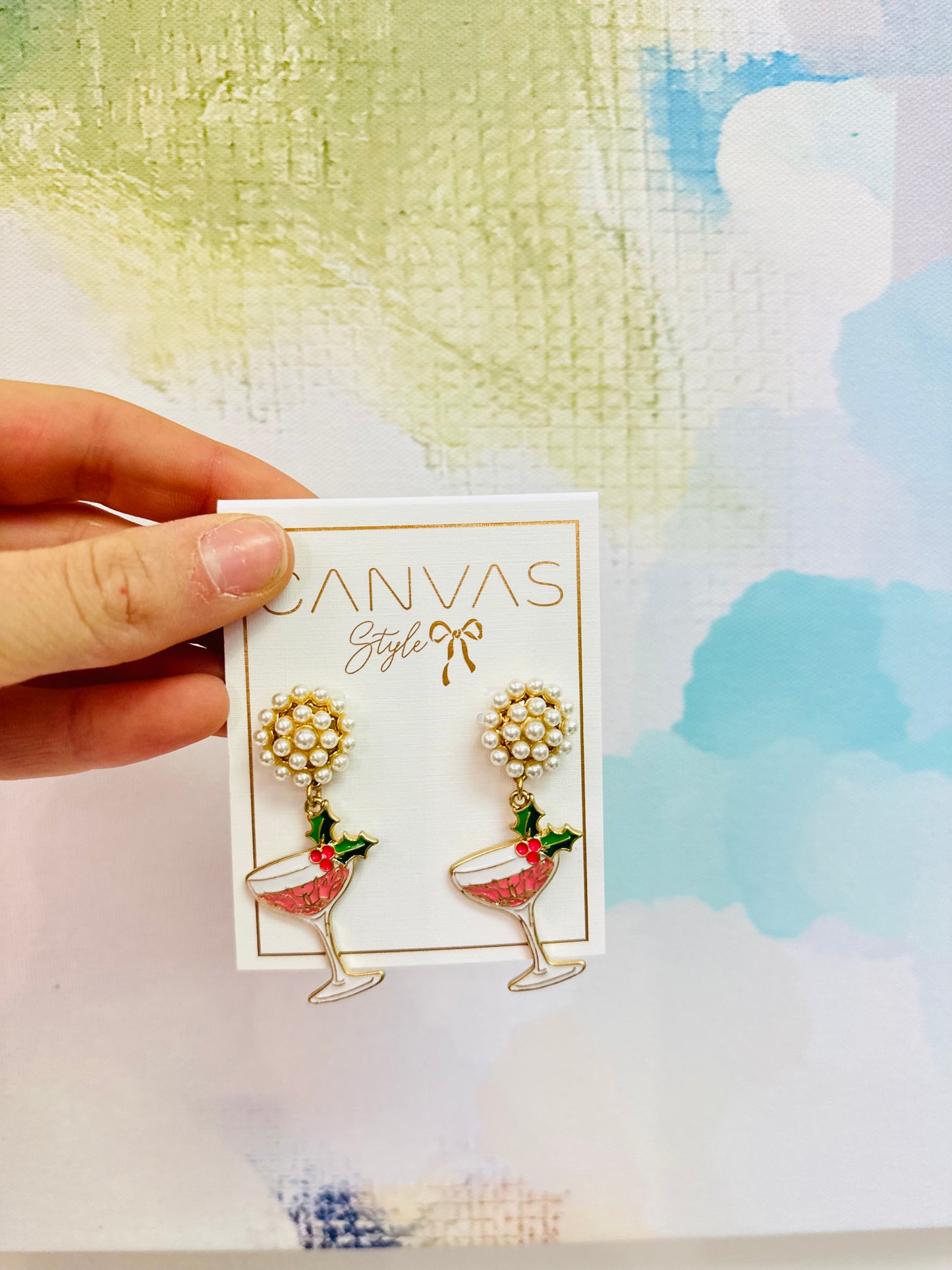 Festive Champgane Enamel Earrings