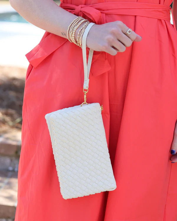 The Liz Crossbody Bag/ Woven Almond