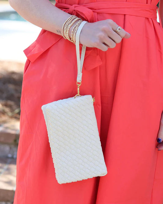The Liz Crossbody Bag/ Woven Almond
