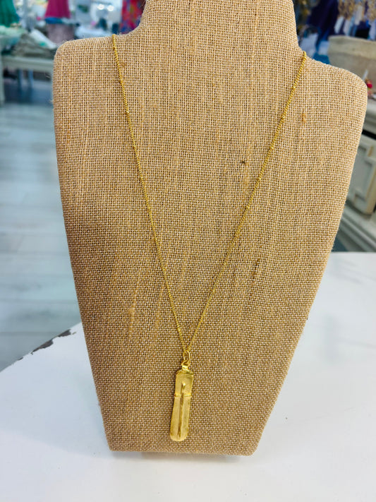 Gold Bar with Cross Necklace
