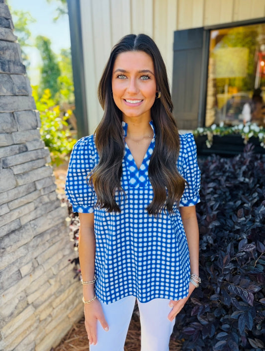 MS/ The Tricia Top/ Gingham Navy