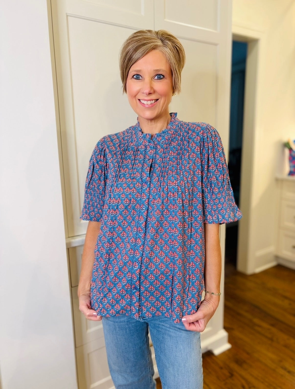 Ivy Jane/ Block Floral Blouse