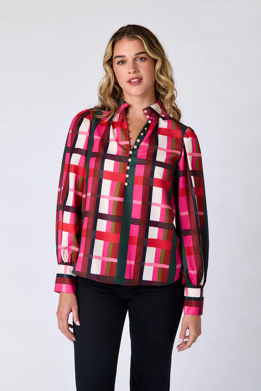 CROSBY/ Leland Blouse/ Holiday Plaid