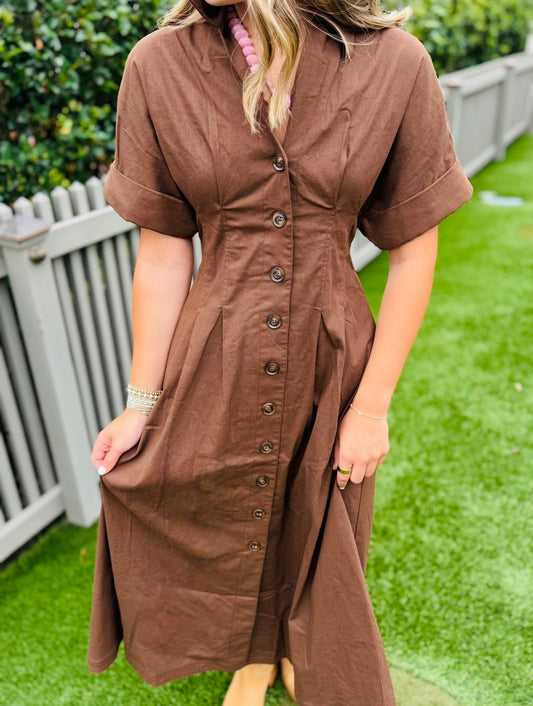 The Brenda Button Dress