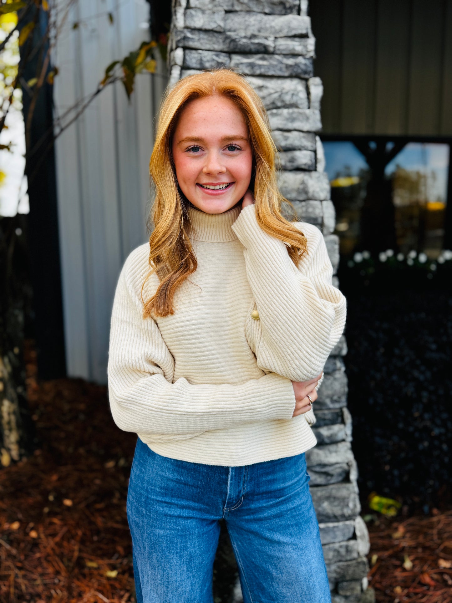 The Bevvie Button Sweater