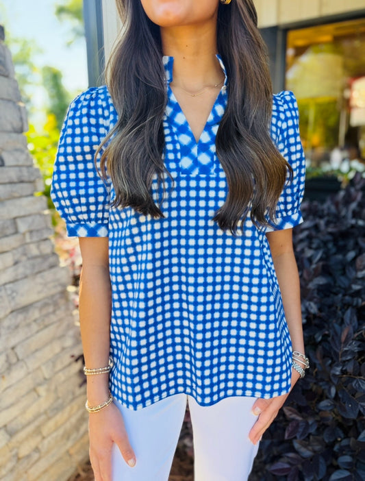 MS/ The Tricia Top/ Gingham Navy