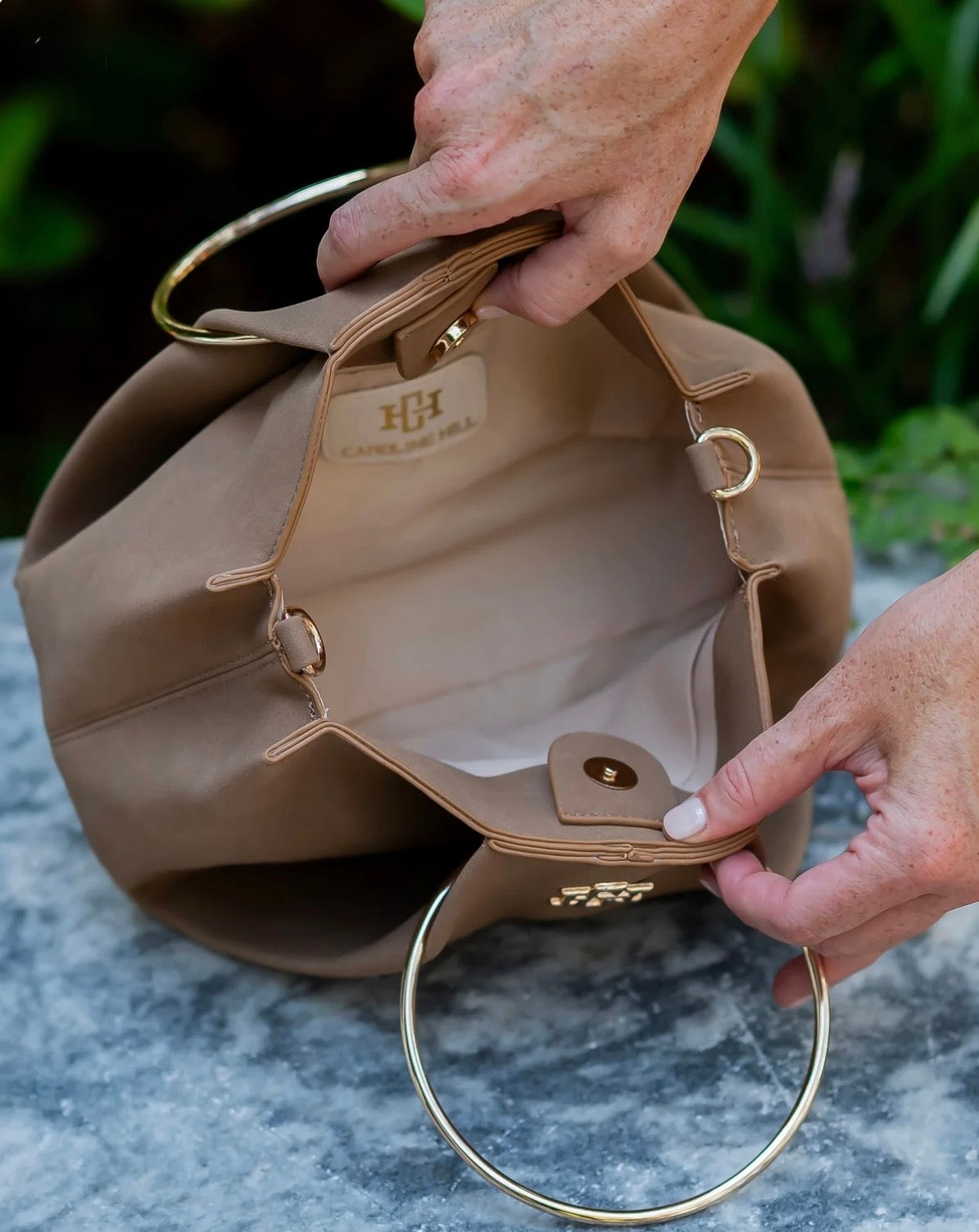 The Brooks Bag w/ Rings/ Latte Suede