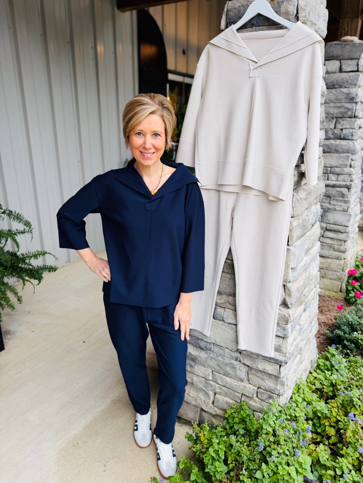 The Kellie Crepe Knit Pant/ Beige