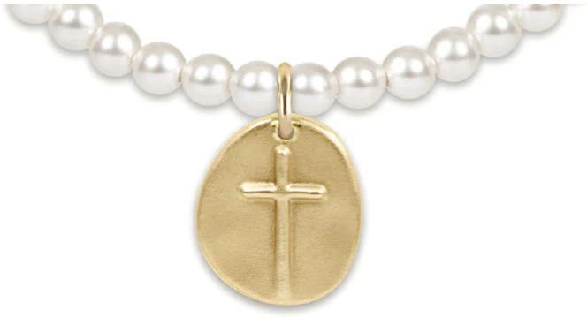 ENewton/ Classic Pearl 4MM Bead Bracelet-Inspire Gold Charm