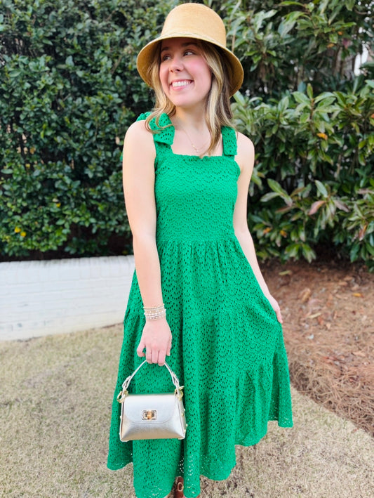 The Graysen Dress/ Green Eyelet