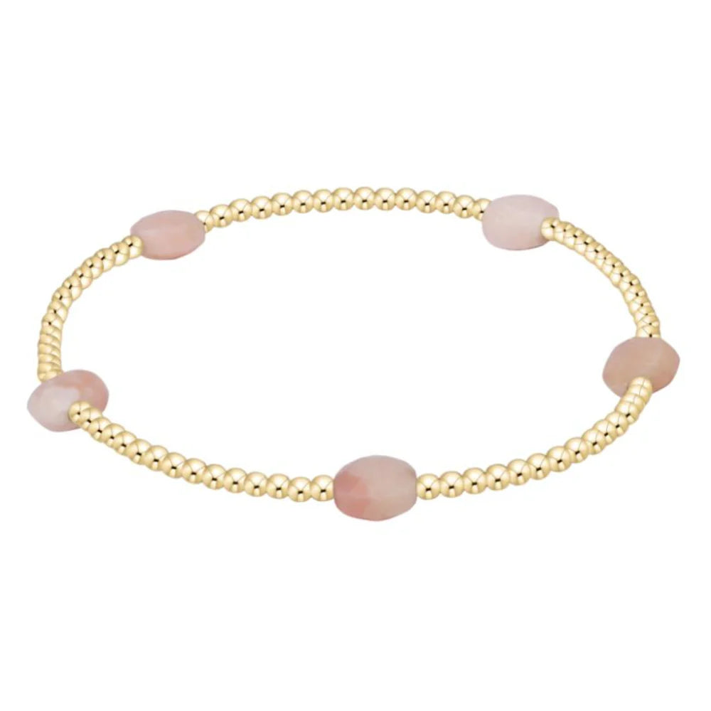 ENewton/ Admire Small Gem 2MM Gold Bracelet-Pink Opal