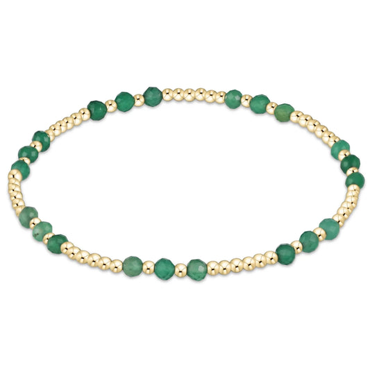 ENewton/ Gemstone Gold Joy Pattern 3MM Bead Bracelet-Green Onyx