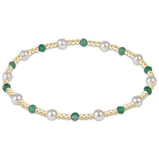 ENewton/ Pearl Sincerity Pattern 4MM Bead Bracelet-Green Onyx