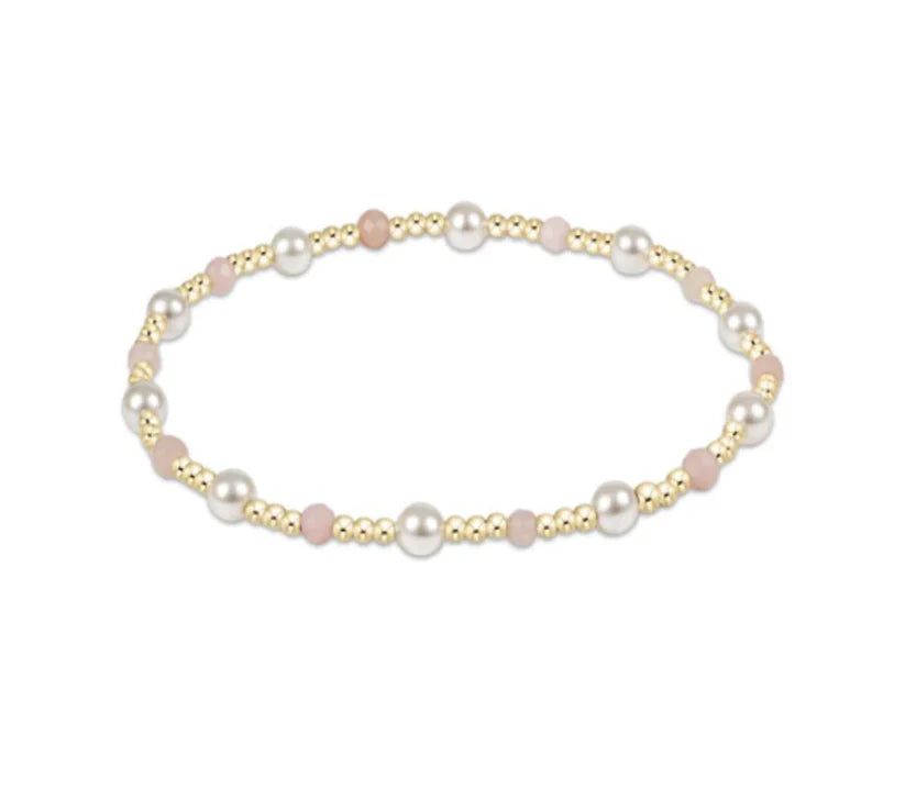 ENewton/ Pearl Sincerity Pattern 4MM Bead Bracelet/ Pink Opal