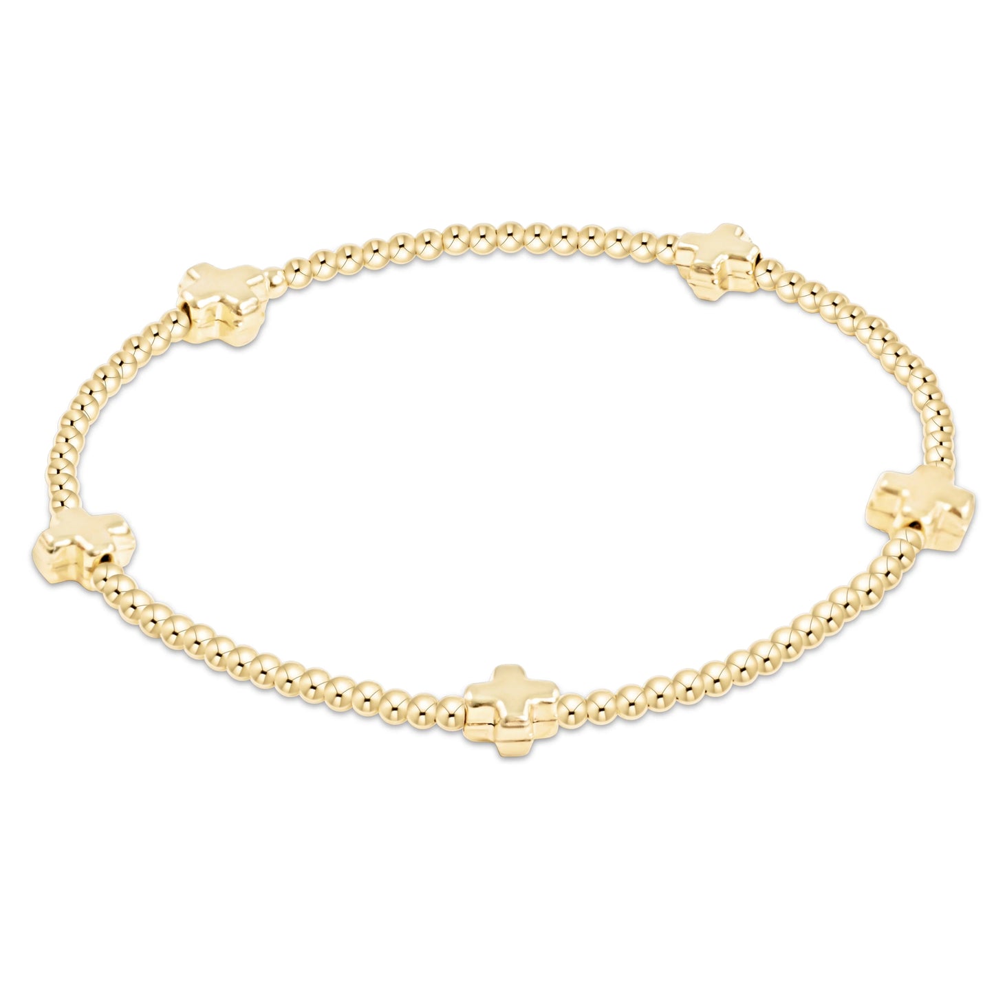 ENewton/ EGirl/ Signature Cross Small 2MM Gold Bracelet-Gold