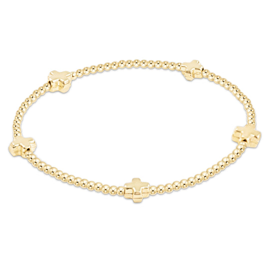 ENewton/ EGirl/ Signature Cross Small 2MM Gold Bracelet-Gold
