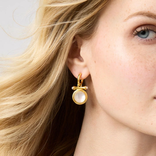 Julie Vos/ Bamboo Hoop & Charm Earring/ Iridescent Clear Crystal