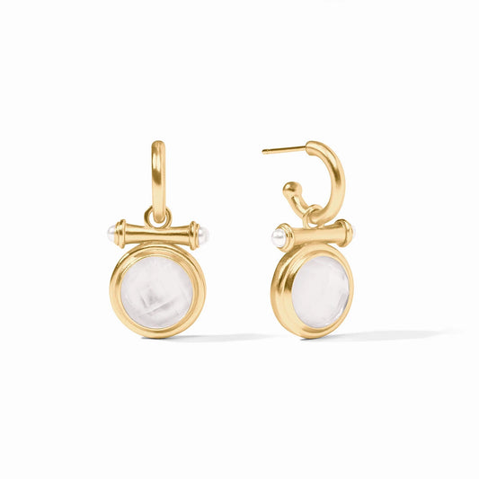 Julie Vos/ Bamboo Hoop & Charm Earring/ Iridescent Clear Crystal