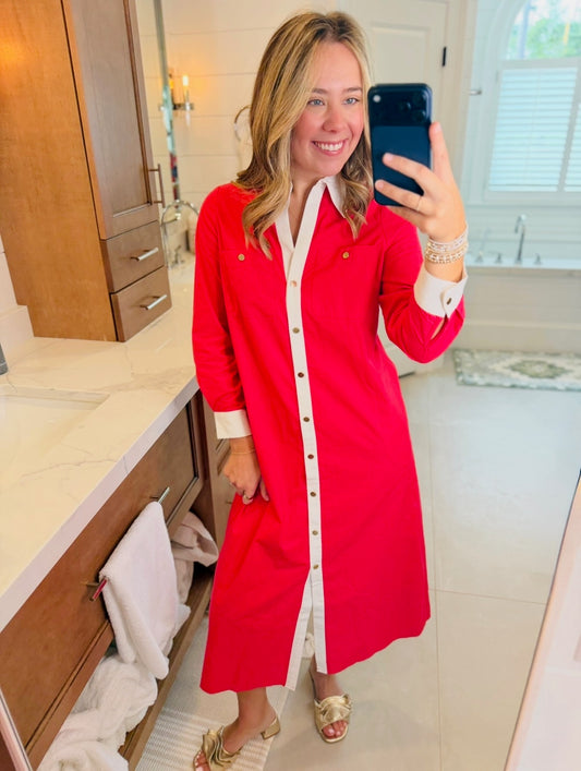 The Harper Dress/ Red + White
