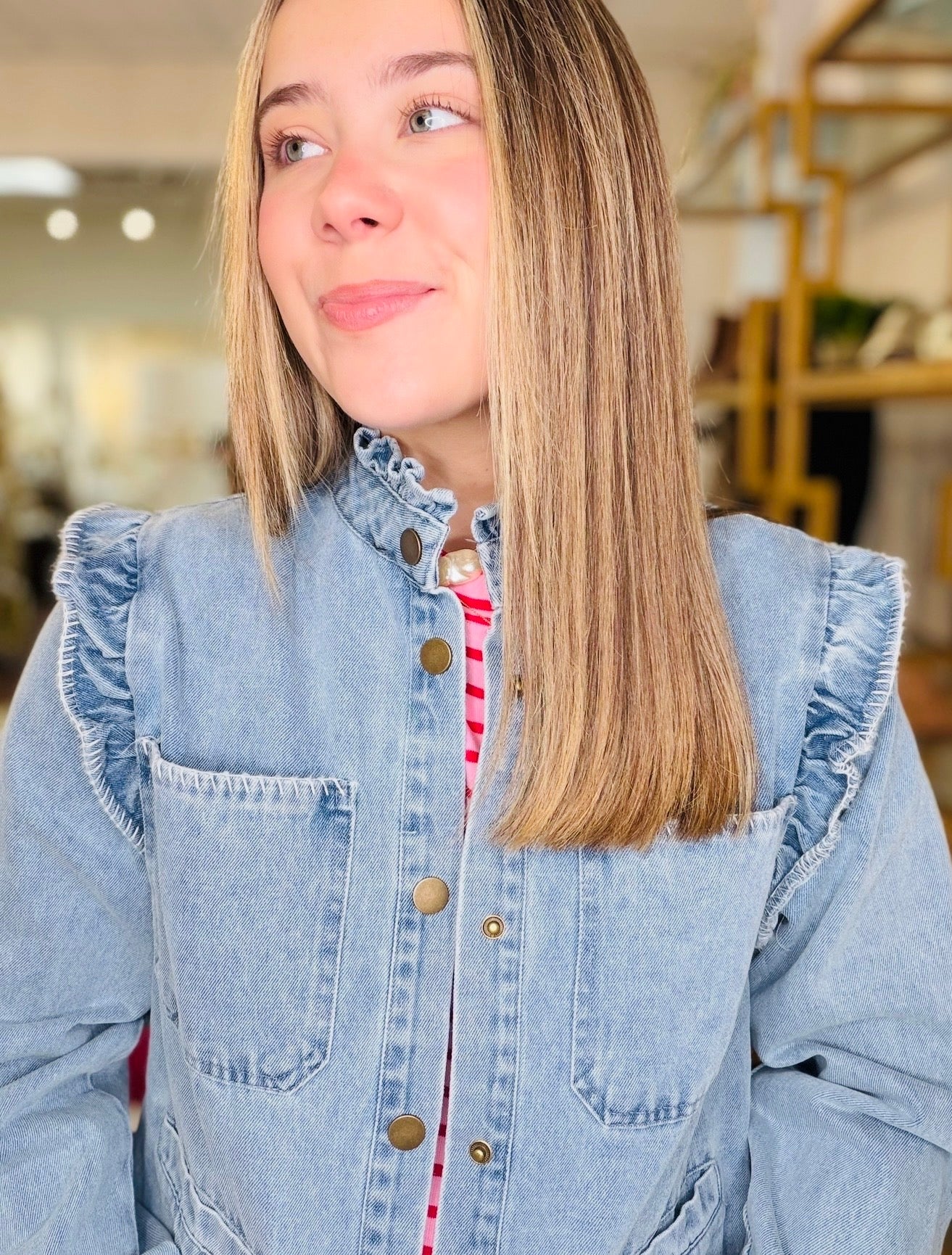 The Folly Frill Denim Jacket