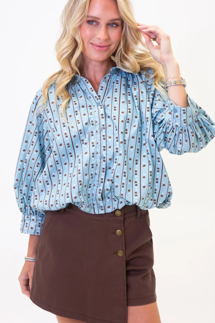 The Floral Stripe Bubble Top