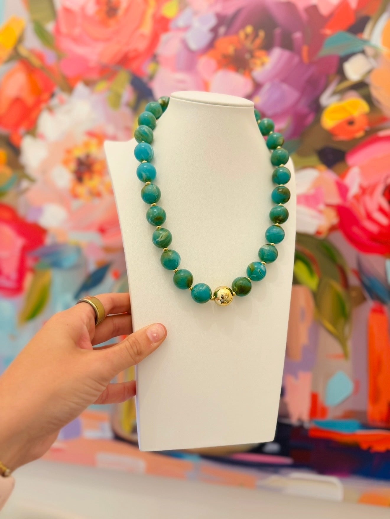 HD/ The Bobbie Beaded Necklace/ Turquoise + Gold