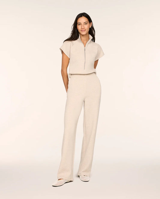 SPANX/ The Pintuck Half Zip Jumpsuit/ Bone Heather