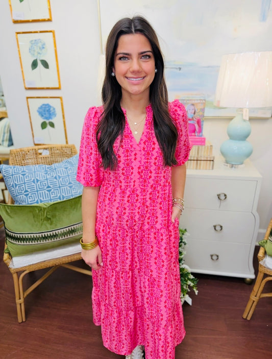 MS/ The Cameron Dress/ Heirloom Vine Pink