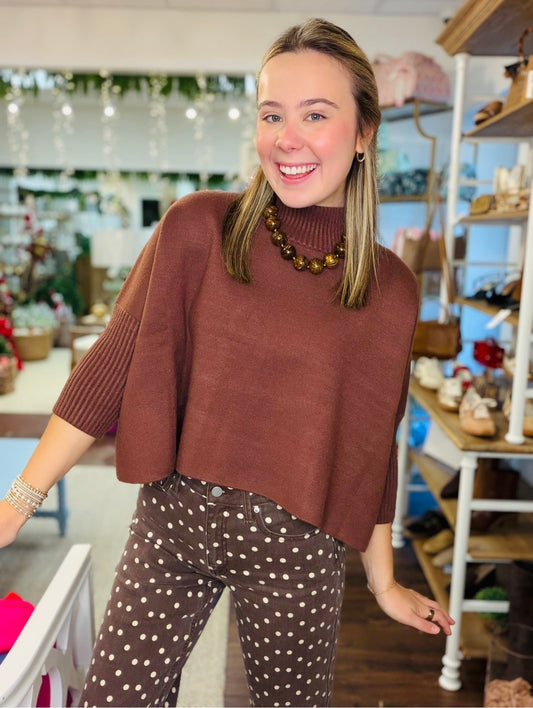 The Aja Sweater/ Heather Brown