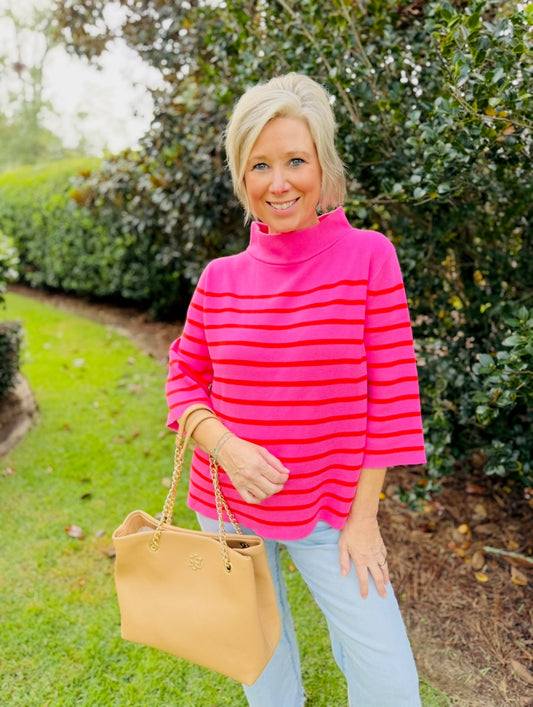 The Seyla Striped Mock Sweater