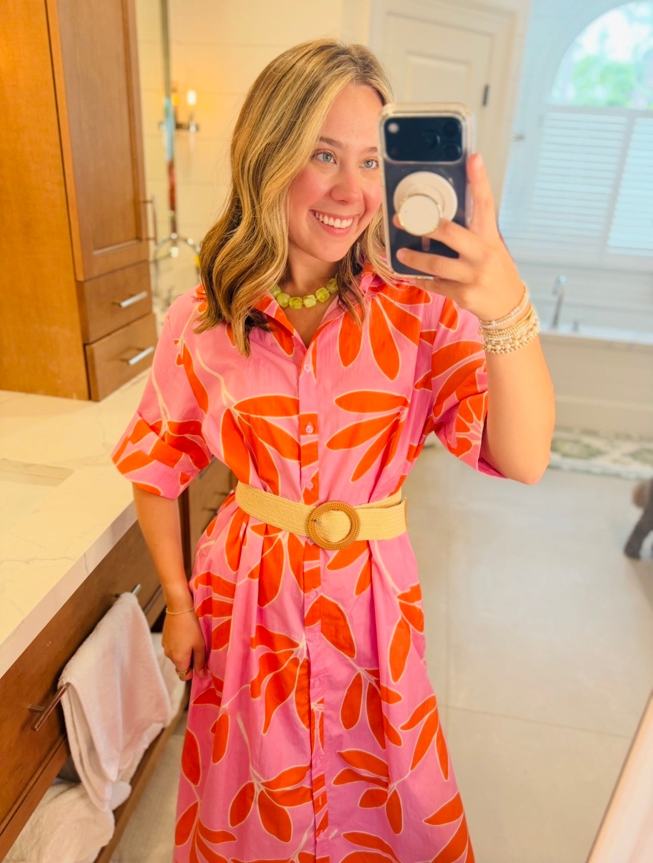 Karlie/ The Palm Leaf Maxi Shirt Dress / FINAL SALE