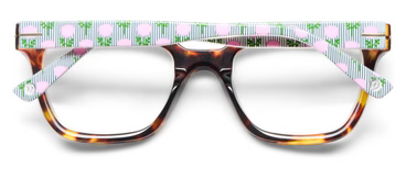 Peepers + LP/ Buzzworthy Eyeglasses/ Tortoise + Marigold Ticking Stripe Pink