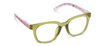 Peepers + LP/ To the Max Eyeglasses/ Green + Rosemary Stripe Pink