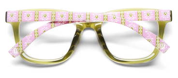 Peepers + LP/ To the Max Eyeglasses/ Green + Rosemary Stripe Pink